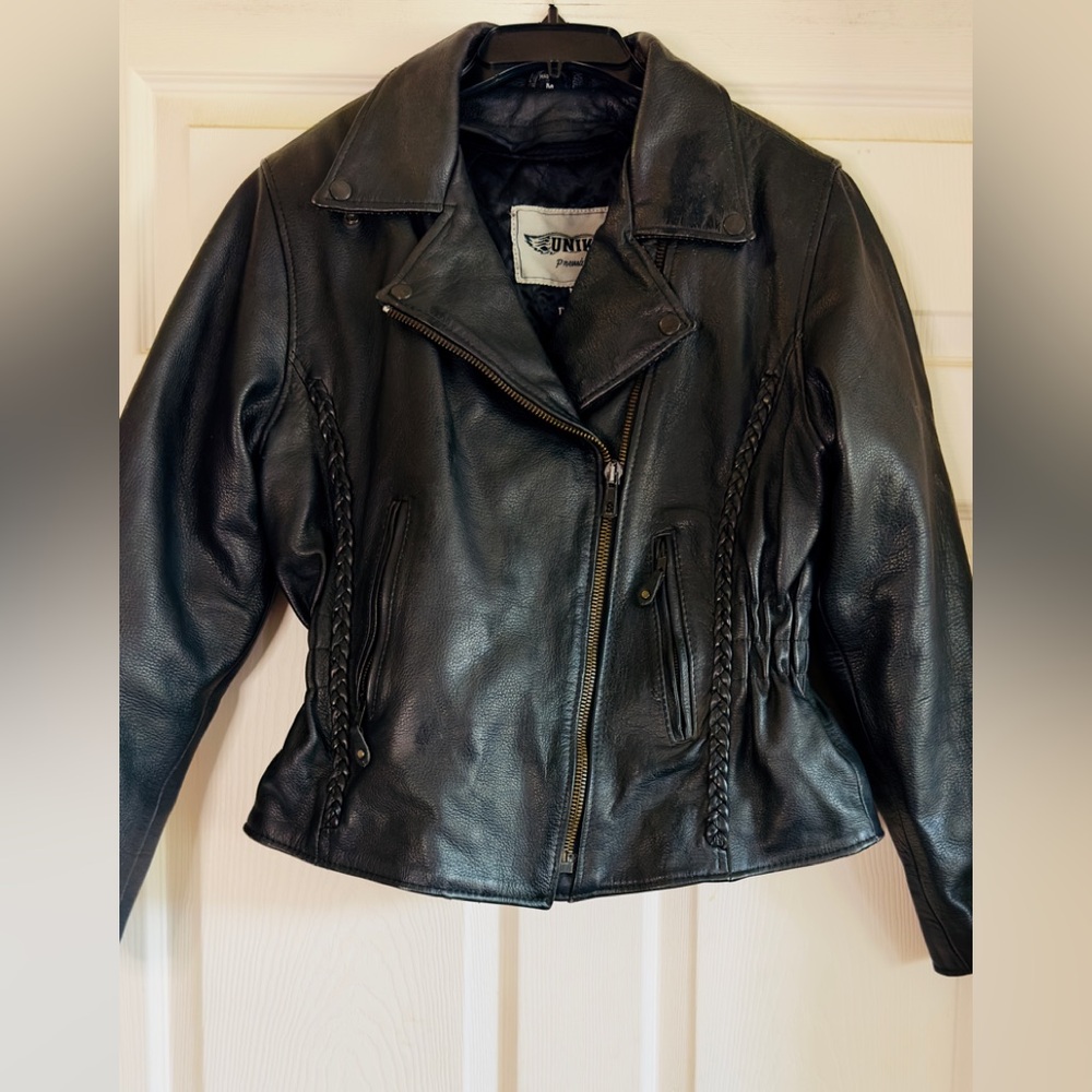 Rare Unik Premium Black‎ Leather Braided Side Details Matrix Movie Jacket Size M